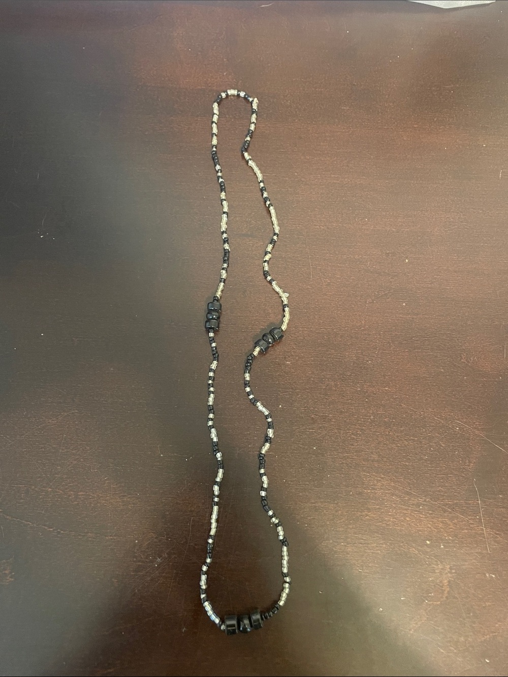 Glass Beaded Black and Silver Necklace - Women's Accessory